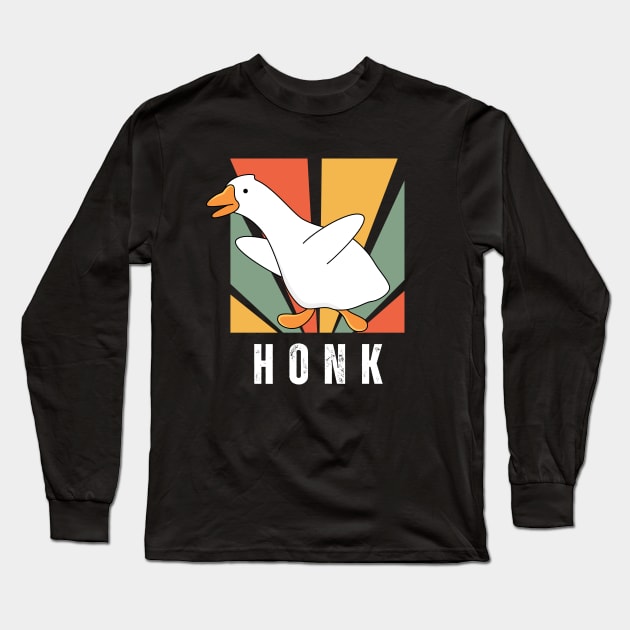 Retro Funny Goose Honk Long Sleeve T-Shirt by Syntax Wear